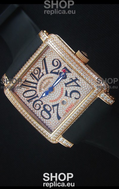 Franck Muller Conquistador King Automatic Watch in Pink Gold with Nylon Strap