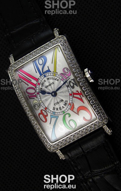 Franck Muller Long Island Color Dreams Ladies Swiss Replica Watch - Black Strap