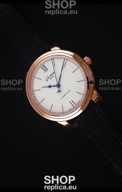 Glashuette Senator Excellence Cream Dial Rose Gold Case Swiss Watch
