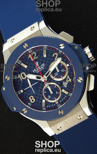 Hublot Big Bang Blue Steel Carbon Dial Swiss Replica Watch 1:1 Mirror Replica