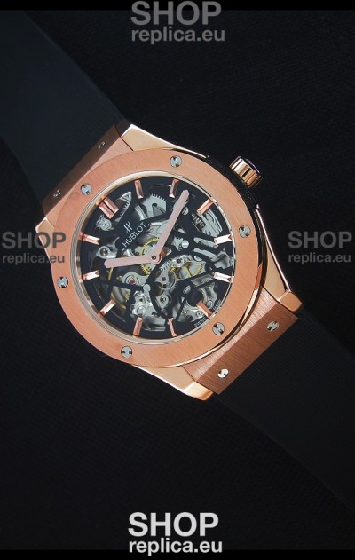 Hublot Classic Fusion Skeleton Rose Gold Case Japanese Movement
