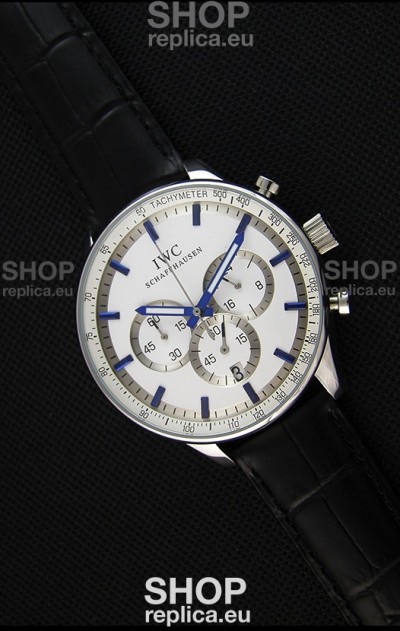 IWC Schaffhausen Japanese Replica Watch Quartz Movement in White Dial 
