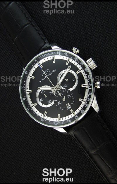 IWC Schaffhausen Japanese Replica Watch Quartz Movement in Black Dial 
