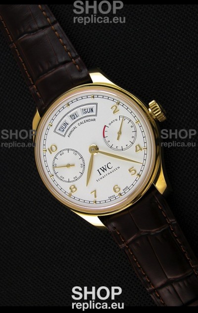 IWC Portugieser Annual Calender White Dial Yellow Gold IW503502 1:1 Mirror Replica 