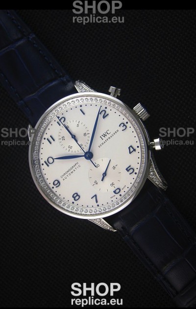 IWC Portuguese Chronograph White Dial with Diamonds 1:1 Mirror Replica Watch