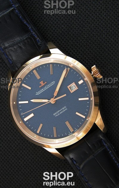Jaeger LeCoultre Geophysic True Second Pink Gold Swiss Replica Watch Blue Dial 