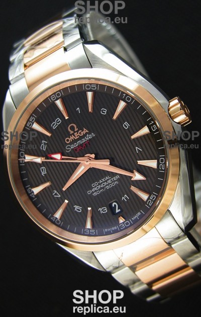 Omega Seamaster Aqua Terra GMT 150M 43MM 1:1 Mirror Replica Watch Two Tone Case