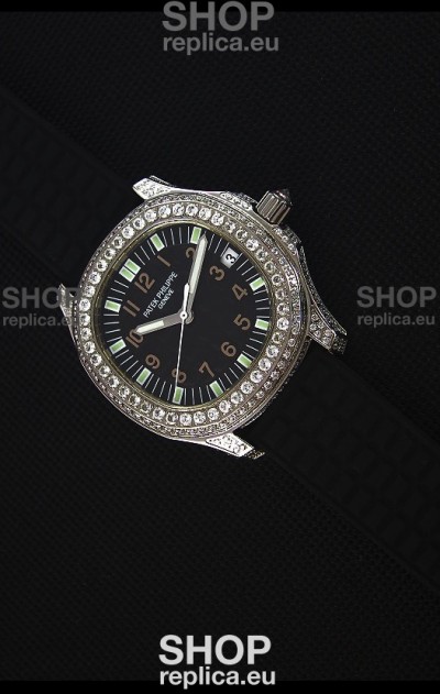 Patek Philippe Aquanaut Swiss Replica Watch with Diamonds Encrusted Casing 