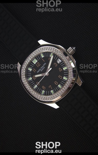 Patek Philippe Aquanaut Swiss Replica Watch with Swiss Diamonds Bezel 