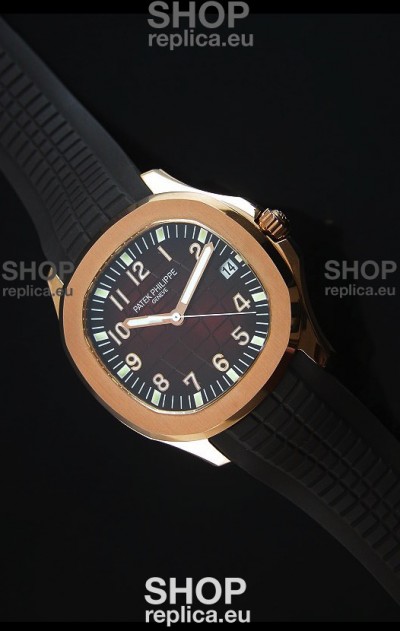 Patek Philippe Aquanaut Jumbo Rose Gold 1:1 Mirror Replica Watch - Wine Colored Dial