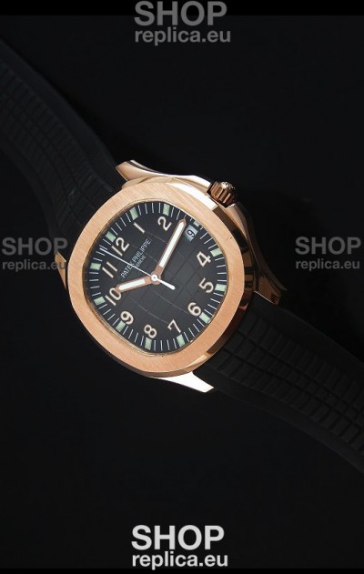 Patek Philippe Aquanaut Jumbo Rose Gold 1:1 Mirror Replica Watch - Black Colored Dial