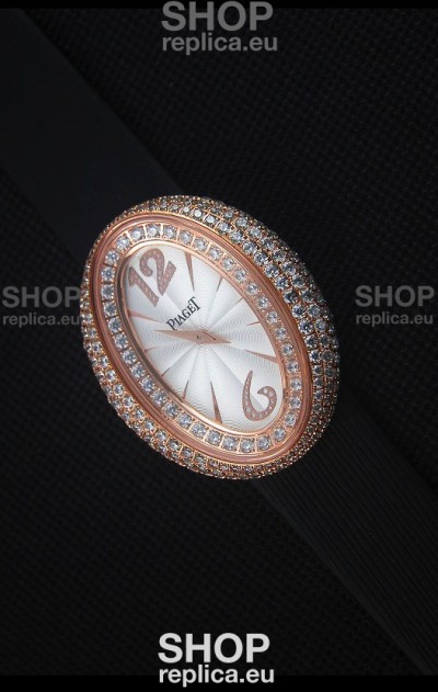 Piaget Limelight Magic Hour Swiss Quartz Watch Rose Gold in Black Strap