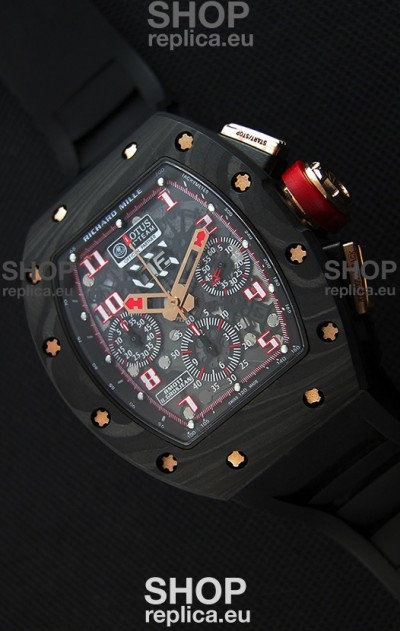 Richard Mille RM011 Romain Grosjean Lotus F1 Edition Forged Carbon Case Swiss Watch 