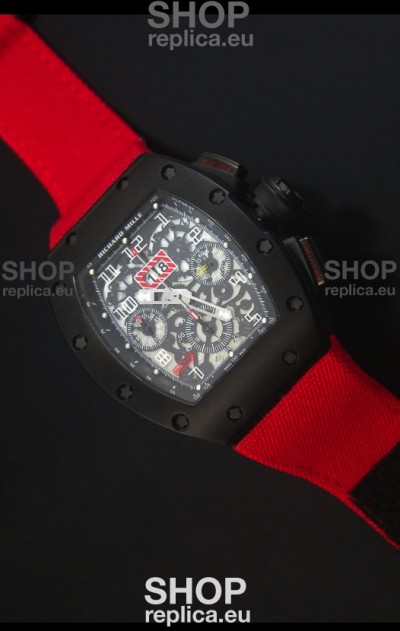 Richard Mille RM011 Filipe Massa PVD Swiss Replica Watch in Red Nylon Strap