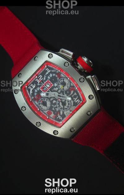 Richard Mille RM011 Filipe Massa Titanium Case Swiss Replica Watch in Red Nylon Strap