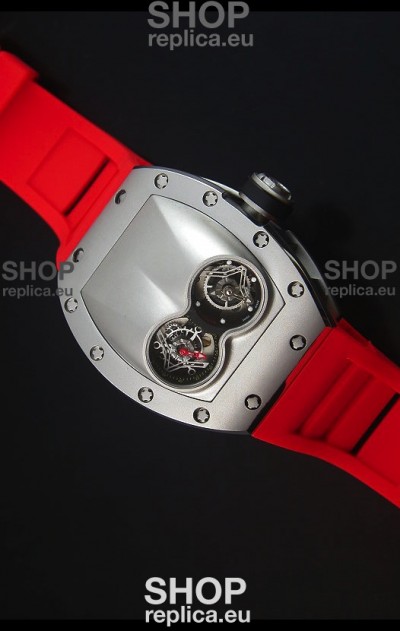 Richard Mille RM053 Tourbillon Pablo Mac Donough Swiss Replica Watch in Titanium Case Red Strap