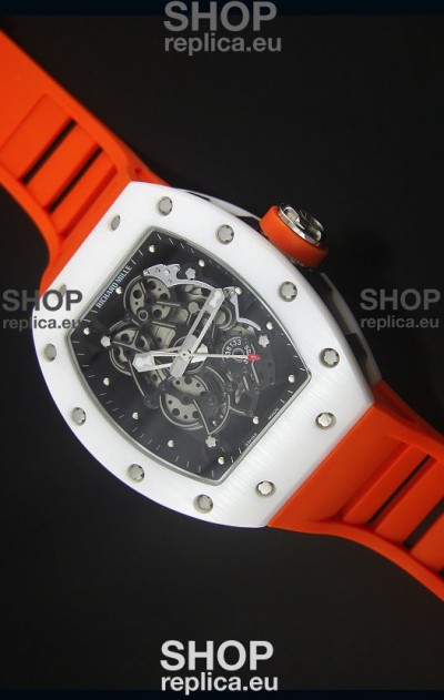 Richard Mille RM055 White Ceramic Case Watch in Black Inner Bezel