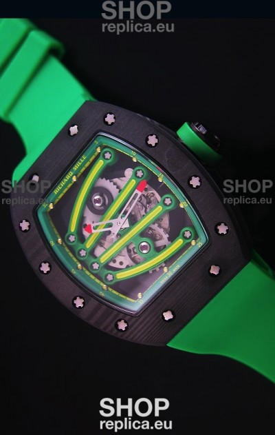 Richard Mille RM059 Yohan Blake Forged Carbon Case Swiss Replica Watch in Green Bezel