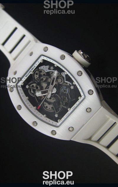 Richard Mille RM055 White Ceramic Case Watch in White Inner Bezel