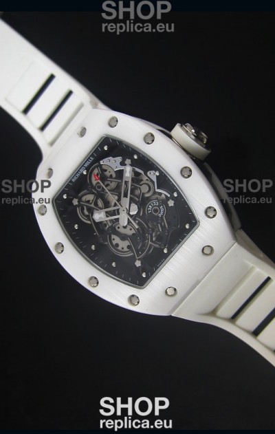 Richard Mille RM055 White Ceramic Case Watch in Black Inner Bezel