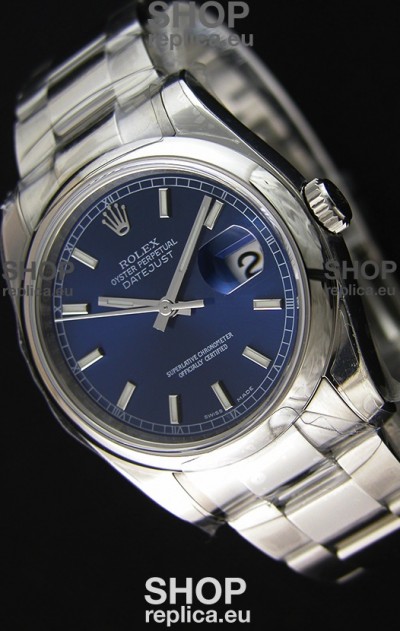Rolex Datejust 36MM Cal.3135 Movement Swiss Replica Blue Dial Oyster Strap - Ultimate 904L Steel Watch 