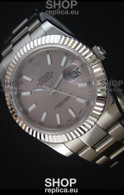 Rolex Datejust II 41MM with Cal.3136 Movement Swiss Replica Watch in Grey Dial Stick Markers 