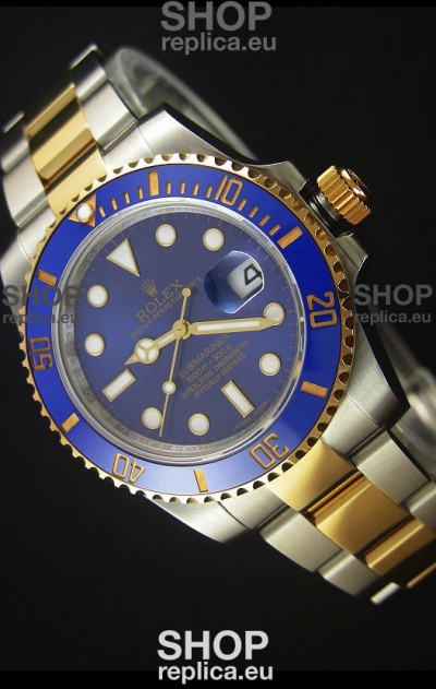 Rolex Submariner 16613 Two Tone Ceramic Bezel Swiss Replica 1:1 Watch with Swiss 3135 Movement 