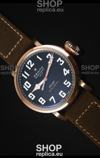 Zenith Pilot Type 20 Extra Special Edition Rose Gold Swiss 1:1 Mirror Replica Watch 
