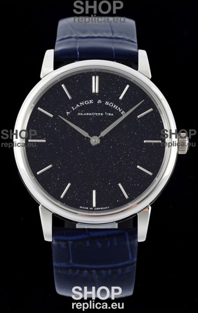 A.Lange & Sohne Saxonia Thin Swiss Replica Watch Steel Case Blue Dial