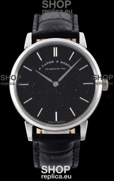 A.Lange & Sohne Saxonia Thin Swiss Replica Watch Steel Case Black Dial