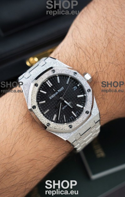 Audemars Piguet Super Clone 15454BC Royal Oak Frosted 37MM Watch in Black Dial