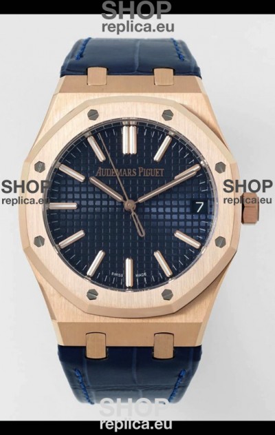 Audemars Piguet Royal Oak 15510OR 41MM Rose Gold Blue Dial Super Clone Replica Watch