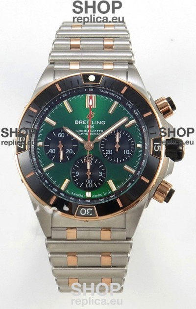 Breitling Chronomat Super Clone B01 42 Edition Swiss Two Tone Green Dial Watch 