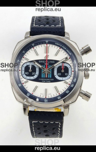 Breitling Top Time Super Clone Chronograph Blue Leather Strap Watch 