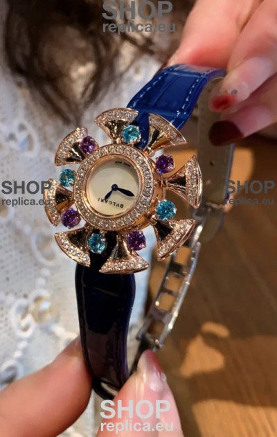 Bvlgari Divas's Dream Edition Watch in Rose Gold Casing - Diamonds Paved Bezel Swiss Replica