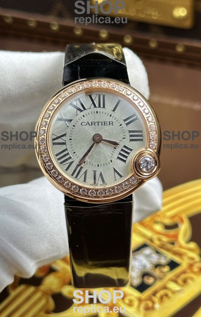 Ballon Blanc De Cartier Swiss Quartz Replica Watch in Rose Gold Casing
