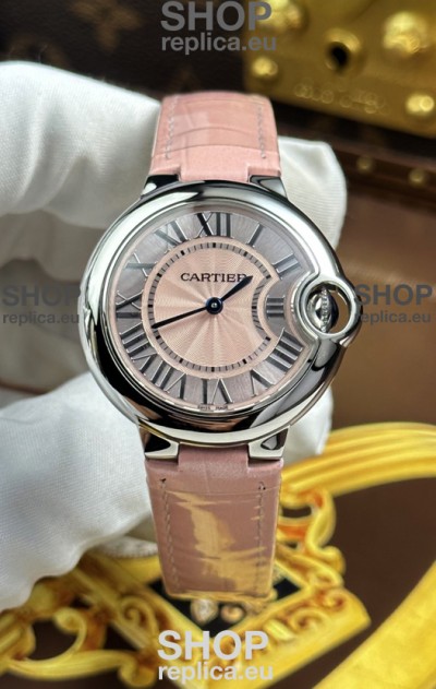 Ballon De Cartier Swiss Quartz 1:1 Mirror Quality 33MM in Pink Dial 