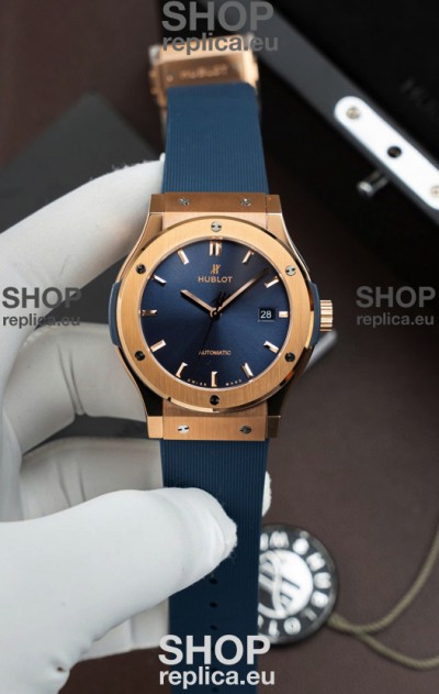 Hublot Super Clone Classic Fusion Titanium Rose Gold Blue Dial 42MM Watch