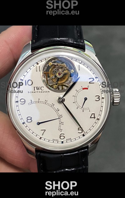 IWC Portuguese Genuine Swiss Tourbillon Movement Steel Watch in White Dial