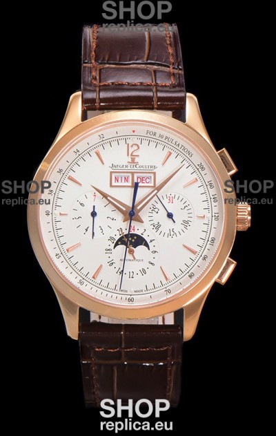 Jaeger LeCoultre Master Control Chronograph Calendar Rose Gold Swiss Replica Watch 