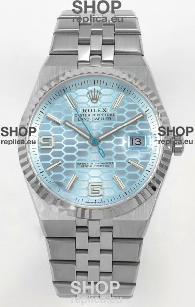 Rolex Land-Dweller 127336 Ice Blue Honeycomb 40MM Swiss Replica Watch 