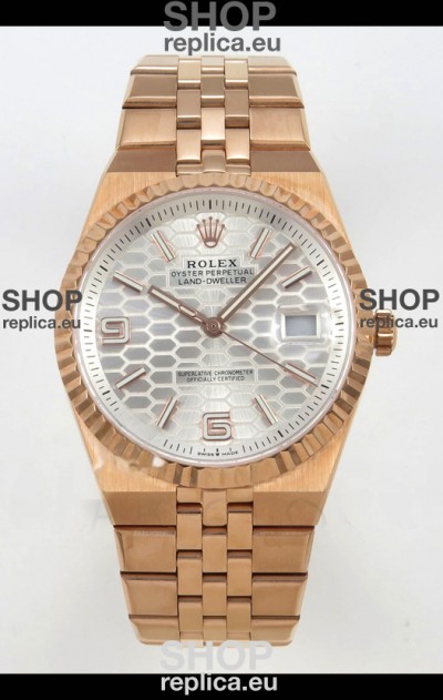 Rolex Land-Dweller 127335 Steel Honeycomb Rose Gold 40MM Swiss Replica Watch 