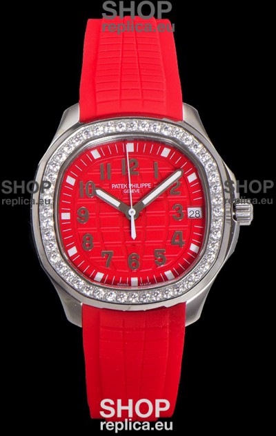 Patek Philippe Super Clone Aquanaut Stainless Steel Red Dial 38.5MM Watch 