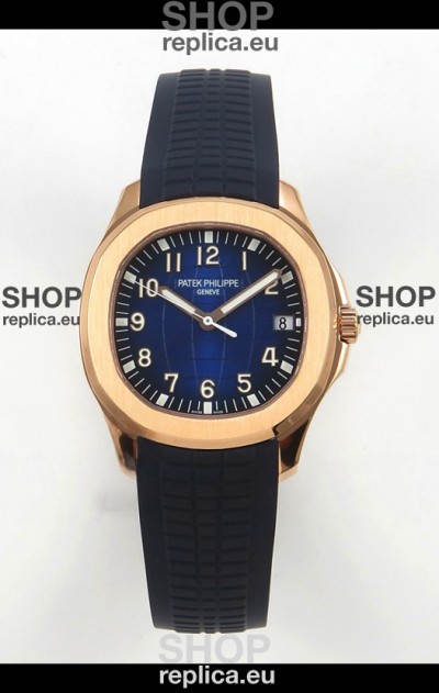 Patek Philippe Super Clone Aquanaut 5167 SC330 Movement 904L Rose Gold Blue Dial Watch 