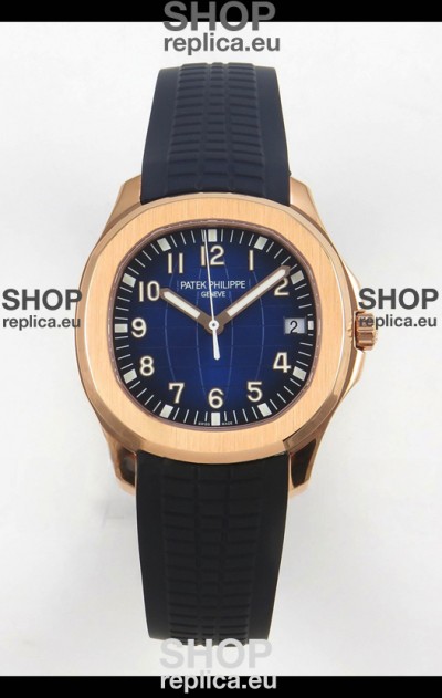 Patek Philippe Super Clone Aquanaut 5167 SC324 Movement 904L Rose Gold Blue Dial Watch 