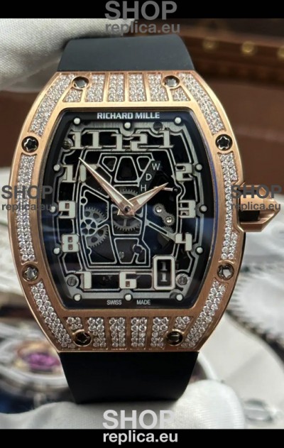 Richard Mille RM67-01 Rose Gold Mossanites Casing 1:1 Swiss Replica Watch
