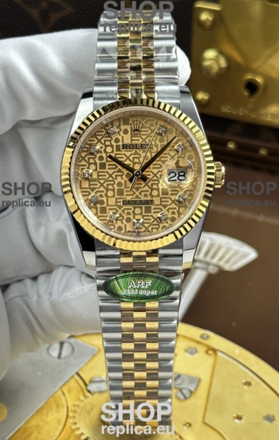 Rolex Datejust Super Clone Cal.3235 Brown Computer Dial 2 Tone Yellow Gold Casing Watch 36MM