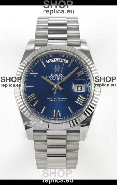 Rolex Day Date Super Clone Blue Roman Dial 40MM 220 Grams Swiss Replica watch 