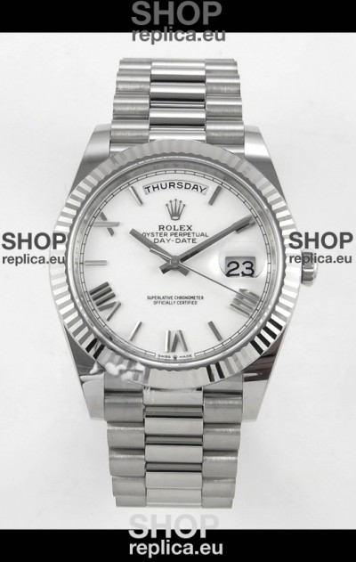 Rolex Day Date Super Clone White Dial 40MM 220 Grams Swiss Replica watch 