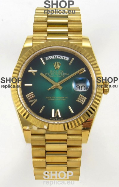 Rolex Day Date Super Clone Ombre Green Dial 40MM 220 Grams Swiss Replica watch 